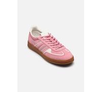 Plateausneaker TOMMY JEANS "THE GREENWICH EDGE", Damen, Gr. 36, weiß (rosa, weiß), Veloursleder, Schuhe Plateausneaker, Freizeitschuh, Halbschuh, Schnürer mit Kontrast-Details (98418467-36) rosa, weiß