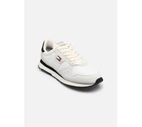 Sneaker TOMMY JEANS "TJM EVA RUNNER LEATHER", Herren, Gr. 42, ecru, schwarz, Textil, Veloursleder, kontrastfarbene Details, Schuhe Sneaker, Freizeitschuh, Halbschuh, Schnürschuh mit seitlicher Logofla