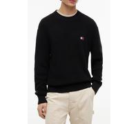 Strickpullover TOMMY JEANS "TJM REGULAR BADGE SWEATER", Herren, Gr. M, schwarz, Strick, Obermaterial: 100% Baumwolle, regular fit normal, Rundhals, Rippbündchen, Pullover Strickpullover (25399114-M) s