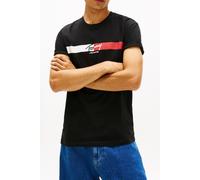 Tommy Jeans Herren T-Shirt Kurzarm Signature Stripe aus Baumwolle, Schwarz (Black), L