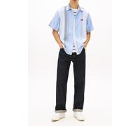 Kurzarmhemd TOMMY JEANS "RELAXED STRIPE", Herren, Gr. L, N-Gr, sweet blau stripes, Web, Obermaterial: 100% Baumwolle, gestreift, regular fit normal, Rundhals, eingesetzt abgesteppte Kante, Hemden, Rel