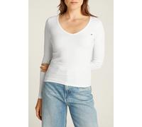 Tommy Jeans Damen Tjw Slim Essential Rib V Ls Dw0dw17990 L/S T-Shirt, White (Ecru), XL