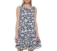 Tommy Hilfiger Tommy Hilfiger Damen Ärmelloses Doppelvolant Shift, Sky Captain/Elfenbein, 36