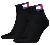 Kurzsocken TOMMY HILFIGER "TH UNI TJ QUARTER 2P FLAG", Herren, Gr. 39-42, schwarz, Baumwollmischung, Socken, Verstärkte Ferse und Spitze für zusätzliche Strapazierfähigkeit (78621245-39) schwarz
