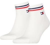Tommy Hilfiger Unisex Quarter Socken im Retro Design knöchelhoch 2-er Pack, Farbe:Weiss, Socken & Strümpfe:35-38
