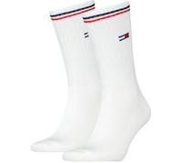 2-Paar Tommy Hilfiger Lifestyle Crew Socken / lange Tennissocken Unisex 43-46 THs Weiss