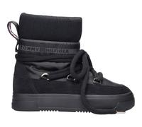 Schnürboots TOMMY HILFIGER "TOMMYTECH LOGOTAPE SNOWBOOT WARM", Damen, Gr. 41, schwarz, Textil, Veloursleder, modisch, Schuhe, Plateau, Schnürboots, Outdoorschuh, Textilband mit Logoschriftzug (1916630