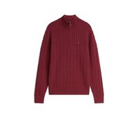 Strickpullover TOMMY HILFIGER "CLASSIC COTTON CABLE ZIP MOCK", Herren, Gr. L, burgundy, Strick, Obermaterial: 100% Baumwolle, regular fit, Rippbündchen, Pullover Strickpullover, mit modischem Zopfmust