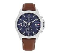 Multifunktionsuhr TOMMY HILFIGER "Jameson", braun, blau, Armbanduhren, Herren, Quarzuhr, Armbanduhr, Herrenuhr, Lederarmband, analog, Tag (61651545-0) braun, blau