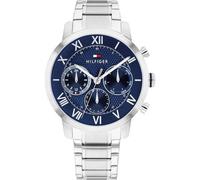 Multifunktionsuhr TOMMY HILFIGER "TH-OXFORD", edelstahlfarben, blau, Armbanduhren, Herren, Quarzuhr, Armbanduhr, Herrenuhr, Edelstahlarmband, analog (49499914-0) edelstahlfarben, blau