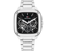 Multifunktionsuhr TOMMY HILFIGER "Herald Skeleton", silberfarben, schwarz, Armbanduhren, Herren, Quarzuhr, Armbanduhr, Herrenuhr, Edelstahlarmband, analog (83282364-0) silberfarben, schwarz