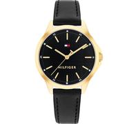 Quarzuhr TOMMY HILFIGER "CHLOE", schwarz, goldfarben, Armbanduhren, Damen, Quarzuhr, Armbanduhr, Damenuhr, Lederarmband, analog (43766123-0) schwarz, goldfarben