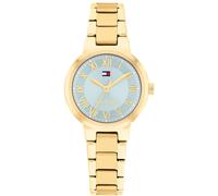 Quarzuhr TOMMY HILFIGER "Becca", goldfarben, hellblau, Armbanduhren, Damen, Quarzuhr, Armbanduhr, Damenuhr, Edelstahlarmband, analog (18212359-0) goldfarben, hellblau