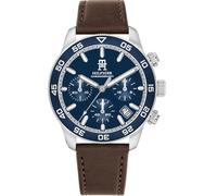 Tommy Hilfiger 1792163 TH85 Chronograph in Blau und Braun für Herren, Quarzuhrwerk, Gehäuse aus Edelstahl, wasserdicht bis 5 ATM, silber
