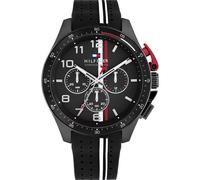 Tommy Hilfiger Chronograph Quarz Uhrfür Herren mit Schwarzes Silikonarmband - 1792168