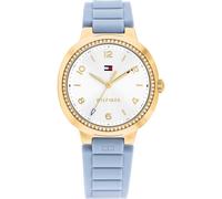 Quarzuhr TOMMY HILFIGER "SAVANNAH", blau, Armbanduhren, Damen, Quarzuhr, Armbanduhr, Damenuhr, Silikonarmband, analog, Glassteine (36566924-0) blau