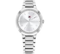 Quarzuhr TOMMY HILFIGER "SAVANNAH", silberfarben, Armbanduhren, Damen, Quarzuhr, Armbanduhr, Damenuhr, Edelstahlarmband, analog, Glassteine (64914944-0) silberfarben