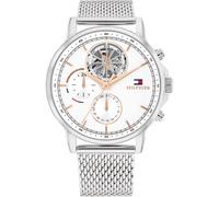 Multifunktionsuhr TOMMY HILFIGER "STEWART", silberfarben, Armbanduhren, Herren, Quarzuhr, Armbanduhr, Herrenuhr, Edelstahlarmband, analog (99744351-0) silberfarben