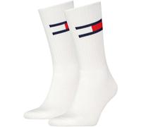 Socken TOMMY HILFIGER "TH UNI TJ SOCK 2P FLAG", Damen, Gr. 43-46, weiß, Baumwollmischung, normal, Socken Socken, mit großem Logo (49317342-43) weiß