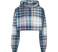 Tommy Jeans Cropped Tartan Badge Hoodie L