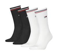 Socken TOMMY HILFIGER "TH UNI TJ SOCK 4P ICONIC", Herren, Gr. 43-46, schwarz-weiß (weiß, schwarz), Baumwollmischung, normal, Socken Socken, Logo am Bündchen (70578046-43) weiß, schwarz