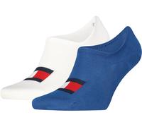 Füßlinge TOMMY HILFIGER "TH UNI TJ FOOTIE 2P FLAG", Herren, Gr. 35-38, blau, Baumwollmischung, Socken, Mit großem Flag-Label vorn (46837208-35) blau