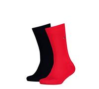 TOMMY HILFIGER Kinder Socken, 2er Pack - Basic, TH, 23-42, einfarbig Blau/Rot 27-30
