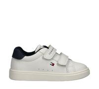 Sneaker TOMMY HILFIGER, Mädchen, Gr. 34, Textil, weiß, blau, Lederimitat, Schuhe Sneaker, Halbschuh, Klettschuh im sportlichen Retro-Design (38631400-34) weiß, blau