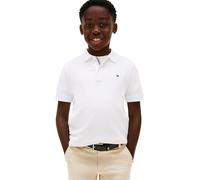 Poloshirt TOMMY HILFIGER "FLAG POLO", Jungen, Gr. 14 (164), weiß, Single Jersey, Obermaterial: 100% Baumwolle, unifarben, regular fit taillenbedeckt, Rundhals, eingesetzt gerader Abschluss, Shirts, Ki