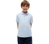 Poloshirt TOMMY HILFIGER "FLAG POLO SS", Jungen, Gr. 3 (98), blau (breezy blau), Single Jersey, Obermaterial: 100% Baumwolle, unifarben, regular fit, eingesetzt Rippbündchen, Shirts, mit Logostickerei