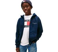 Tommy Hilfiger Unisex Mini Corp Kapuzenpullover mit Reißverschluss KS0KS00726 mit Reißverschluss, Blau (Dark Night Navy), 8 Jahre, Blau (Dark Night Navy), 8 Years