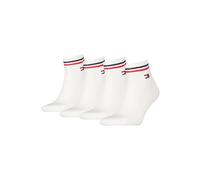 Tommy Hilfiger Unisex Quarter Socken im Retro Design knöchelhoch 4-er Pack, Farbe:Weiss, Socken & Strümpfe:39-42