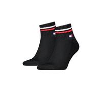 Tommy Hilfiger Unisex Quarter Socken im Retro Design knöchelhoch 6-er Pack, Farbe:Schwarz, Socken & Strümpfe:35-38