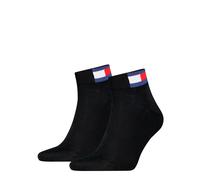 Kurzsocken TOMMY HILFIGER "TH UNI TJ QUARTER 2P FLAG", Herren, Gr. 43-46, schwarz, Baumwollmischung, Socken, Verstärkte Ferse und Spitze für zusätzliche Strapazierfähigkeit (78621245-43) schwarz
