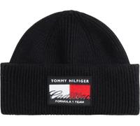 Tommy Hilfiger Unisex Strickmütze TH X CF1 Flag Beanie mit Branding, Schwarz (Black), Einheitsgröße