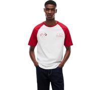 Tommy Hilfiger Unisex T-Shirt Kurzarm TH X Cadillac F1 Varsity Raglan aus Baumwolle, Mehrfarbig (White/Red), L
