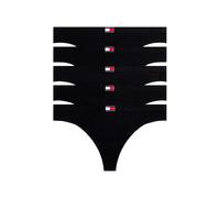 Tanga "5 PACK FLAG THONG", Damen, Gr. XS (34), 5 Stk., schwarz (schwarz, schwarz, schwarz, schwarz, schwarz), Jersey, Obermaterial: 95% Baumwolle, 5% Elasthan, TOMMY HILFIGER UNDERWEAR, körpernah, Unt