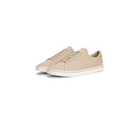 Sneaker TOMMY HILFIGER "VULC CORE LONG LACE", Herren, Gr. 44, beige, Baumwolle, unifarben mit Farbeinsatz, Schuhe Sneaker, Freizeitschuh, Halbschuh, Schnürschuh mit Kontrastbesatz an der Ferse (563717