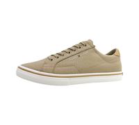 Sneaker TOMMY HILFIGER "VULC CORE LONG LACE", Herren, Gr. 40, beige, Baumwolle, unifarben mit Farbeinsatz, Schuhe Sneaker, Freizeitschuh, Halbschuh, Schnürschuh mit Kontrastbesatz an der Ferse (563717