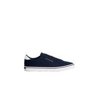 Sneaker TOMMY HILFIGER "VULC CORE LONG LACE", Herren, Gr. 44, dunkelblau, Baumwolle, unifarben mit Farbeinsatz, Schuhe Sneaker, Freizeitschuh, Halbschuh, Schnürschuh mit Kontrastbesatz an der Ferse (3