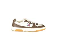 Sneaker TOMMY JEANS "(NEW) TJM CUPSOLE LEATHER ESS", Herren, Gr. 46, braun (ivory, braun), Leder, Lederimitat, Textil, kontrastfarbene Details, Schuhe Sneaker, Freizeitschuh, Halbschuh, Schnürschuh im