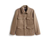 Wolljacke TOMMY HILFIGER "WOOL JACKET", Damen, Gr. XL, coastal taupe, Web, Obermaterial: 50% Wolle, 25% Polyacryl, 20% Polyester, 5% sonstige Fasern, unifarben, regular fit normal, Rundhals, eingesetz