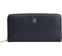 Geldbörse TOMMY HILFIGER "TH ICON LRG ZA", blau (dunkelblau), Lederimitat, feminin,klassisch, Kleinlederwaren, Damen Geldbeutel, Portemonnaie mit edlem TH-Logoelement (26045109-0) dunkelblau