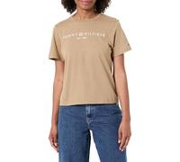 Tommy Hilfiger Women's Reg Corp Logo C-Nk Ss Ww0Ww40276 Andere Oberteile, Beige (Driftwood Taupe), XXS