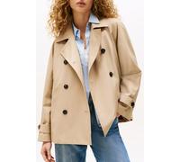 Trenchcoat TOMMY HILFIGER "COTTON REG SHORT TRENCH COAT", Damen, Gr. 40, beige, Web, Obermaterial: 100% Baumwolle, unifarben, modisch, regular fit, Langarm, Mäntel (98422712-40) beige