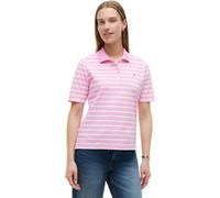 Poloshirt TOMMY HILFIGER "1985 REG PIQUE POLO", Damen, Gr. S (36/38), rose petal, ecru stripe, Piqué, Obermaterial: 96% Baumwolle, 4% Elasthan, gestreift, regular fit normal, Rundhals, abgesteppte Kan
