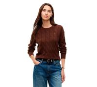 Strickpullover TOMMY HILFIGER "SOFT WOOL CABLE C-NK", Damen, Gr. S (36/38), legacy braun, Strick, Obermaterial: 100% Wolle, unifarben, normal, Rundhals, Bündchen, Pullover Strickpullover, mit Zopfmust