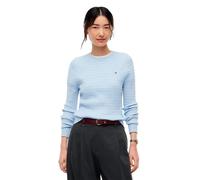 Tommy Hilfiger Damen Strickpullover aus Baumwolle mit Zopfmuster Regular Fit, stoned blue, Gr. S