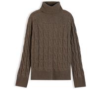 Rollkragenpullover TOMMY HILFIGER "SOFT WOOL CABLE ROLL-NK LS SWT", Damen, Gr. L (42/44), braun (hot coco heather), Strick, Obermaterial: 100% Wolle, meliert, normal, Rundhals, Raglanärmel, Pullover R