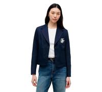 Kurzblazer TOMMY HILFIGER "CHINO DRESSING COTTON BLAZER", Damen, Gr. 36, schwarz night navy, Web, Obermaterial: 100% Baumwolle. Futter: 100% Viskose, unifarben, regular fit normal, V-Ausschnitt, einge